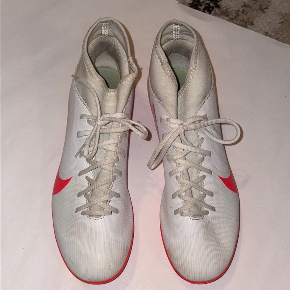 White and Red NIKE MERCURIAL CLEATS